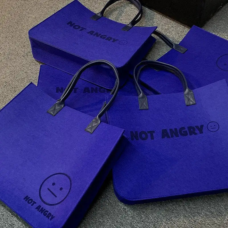 Not Angry Round Handle Bag Blue