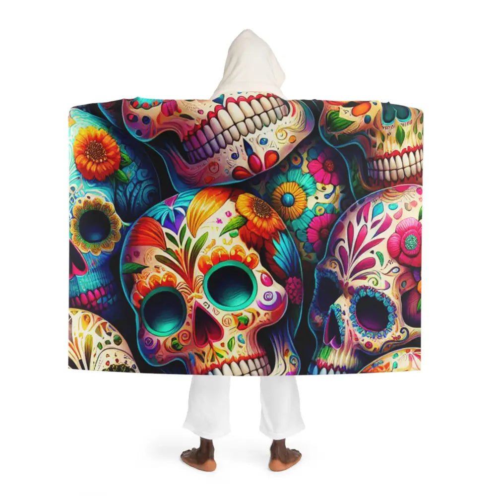 Nova Muertos - Sugar Skull Hooded Sherpa Blanket