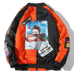 NYC Bomber Zipper Jacket - Orange / S - Jackets