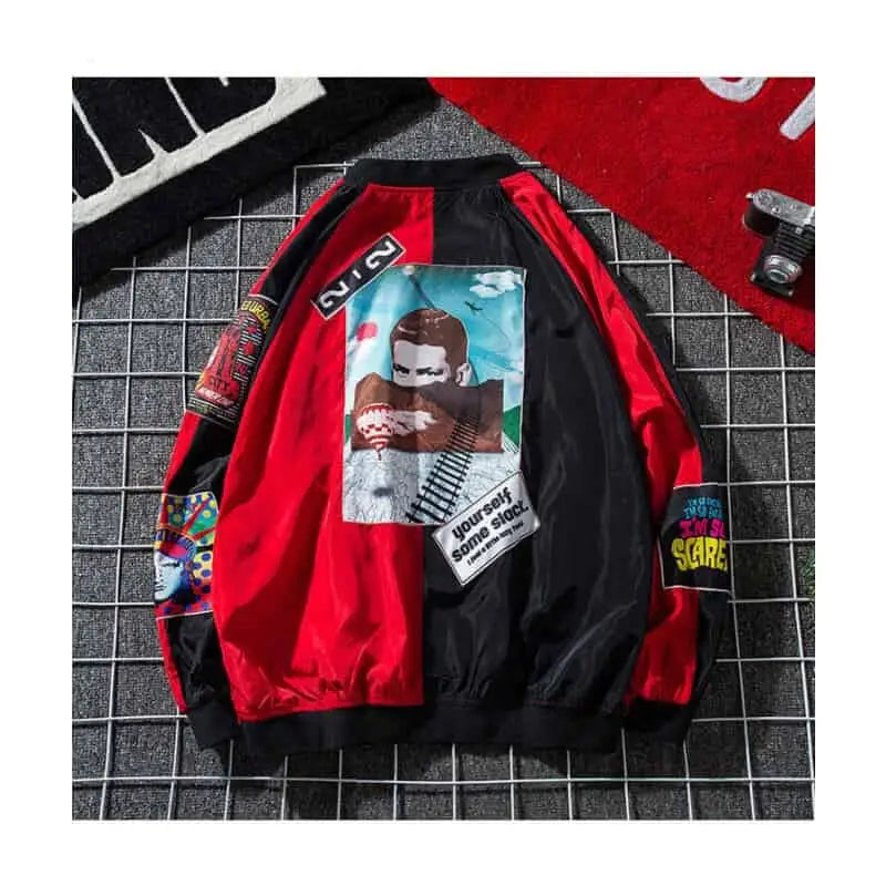 NYC II Bomber Zipper Jacket for Men Red / M