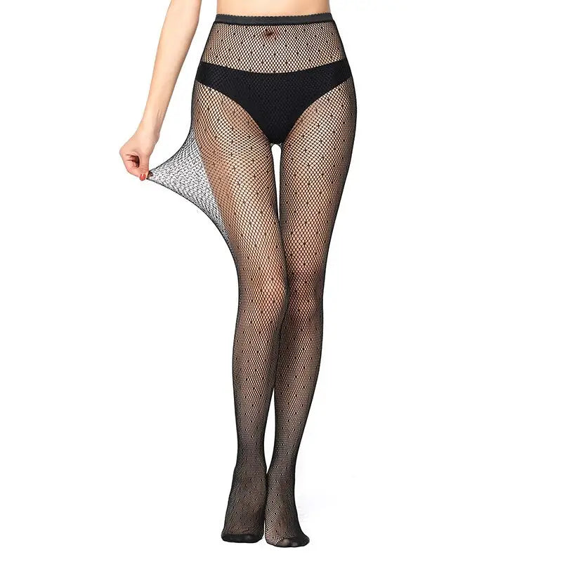 Nylon Mesh Pantyhose One Size Spandex Black B