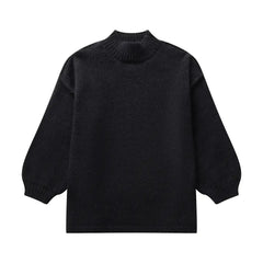 O Neck Knit Long Sleeve Pullover Sweater Black / S