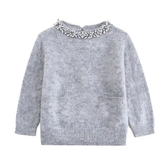 O Neck Knit Long Sleeve Pullover Sweater