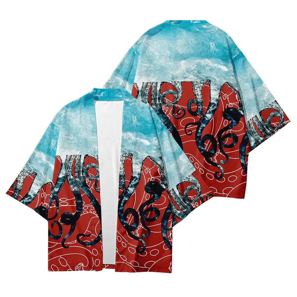 Octopus Japanese Style Kimono - Blue / XXS - KIMONO