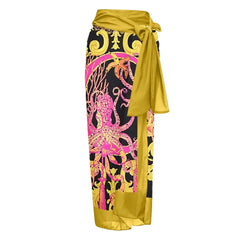 Octopus Print One-Piece Swimsuit Spandex Polyester Yellow