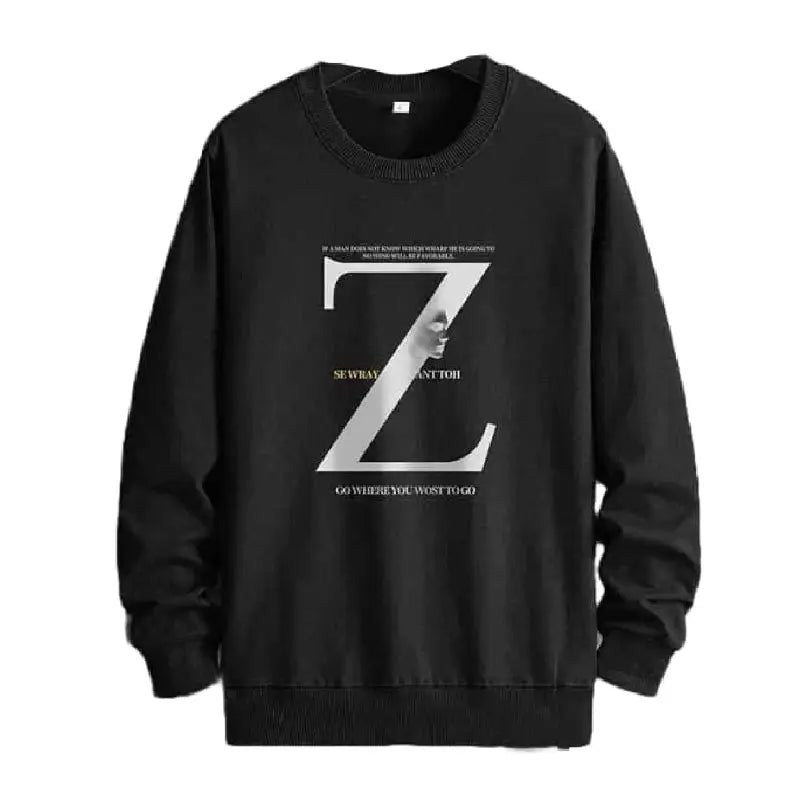 OEIN Round Neck Long Sleeve Sweatshirt with Print Black / M