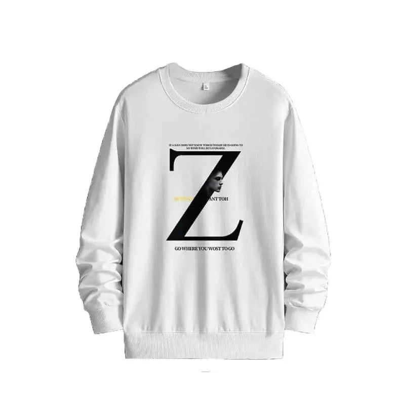 OEIN Round Neck Long Sleeve Sweatshirt with Print White / M