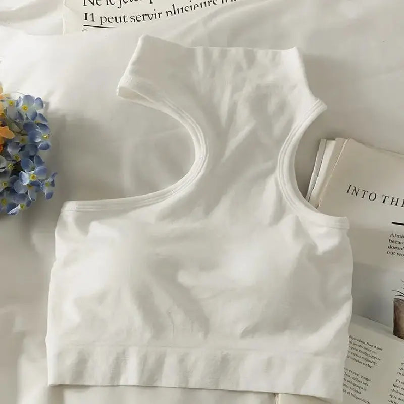 Off Shoulder Bra Knitted Crop Tops for Women White