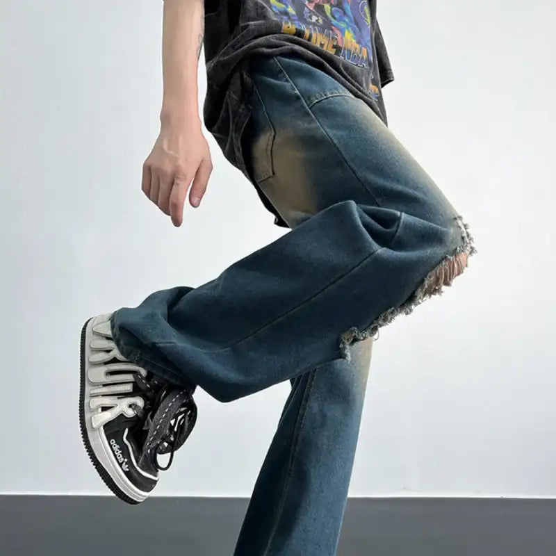 One Leg Ripped Y2K Jeans