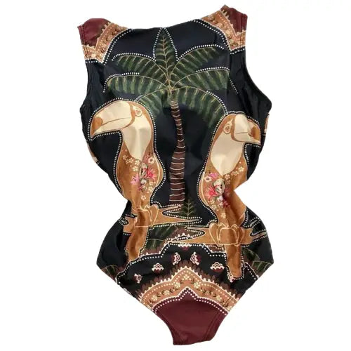 One-Piece Floral Retro Swimming Suit