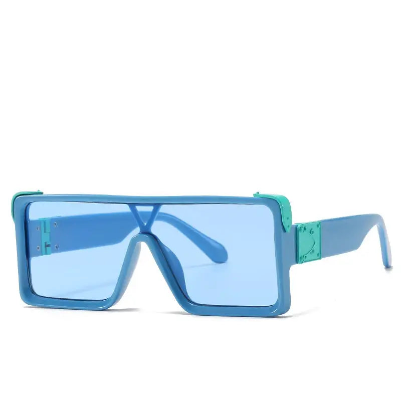 One Piece Square Sunglasses UV400 Gradient Lenses Blue-Blue