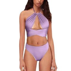 One Piece Straps Halter Cover Up High Waist Swimwear