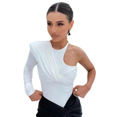 One Shoulder Backless Twist Bodysuits