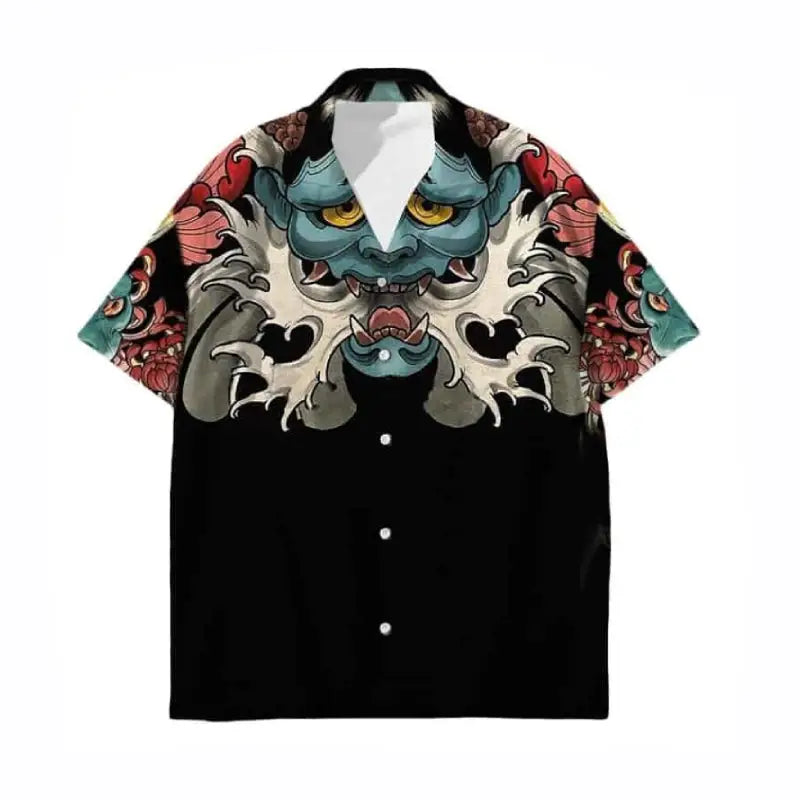 Oni Japanese Dragon Short Sleeve Shirt - Black / S - Shirts