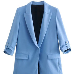 Open Stitching Three Quarter Sleeve Blazer