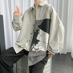 Oversize Harajuku Long Sleeve Cargo Shirt - Gray / S