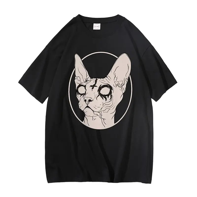 Oversize Harajuku Sphynx Cat Print T Shirts