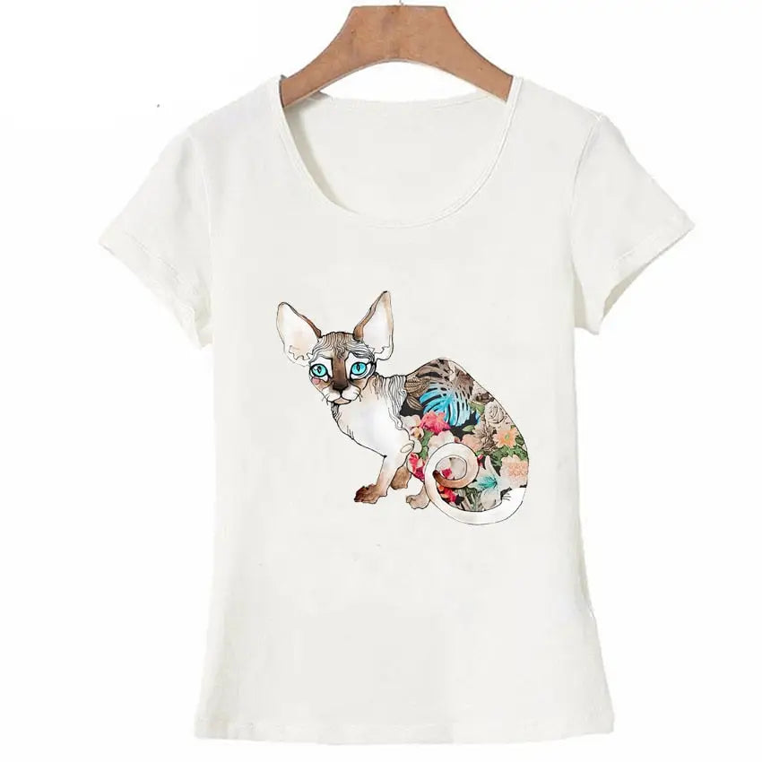 Oversize Harajuku Sphynx Cat Print T Shirts