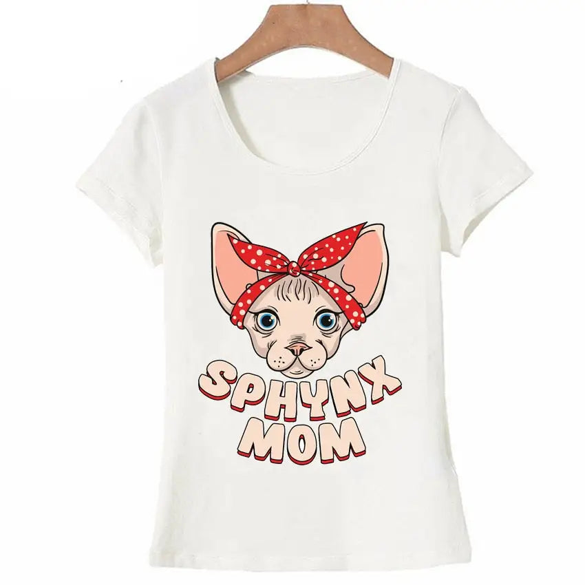 Oversize Harajuku Sphynx Cat Print T Shirts