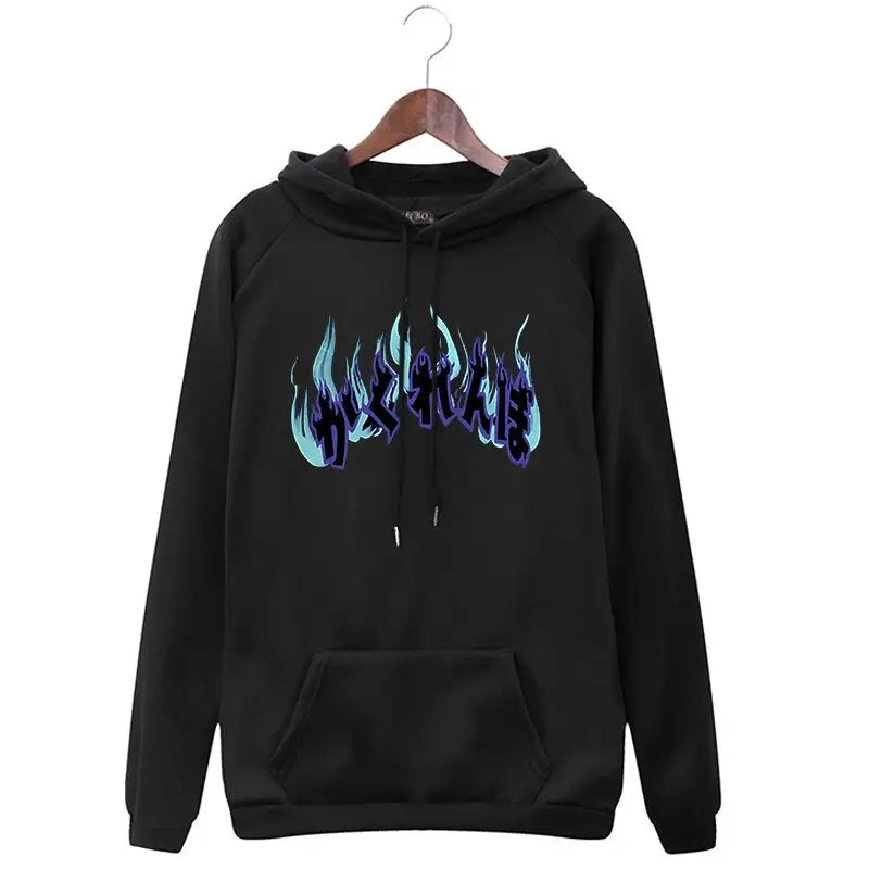 Oversize Hoodie with Dark Style Letters Design Black / L