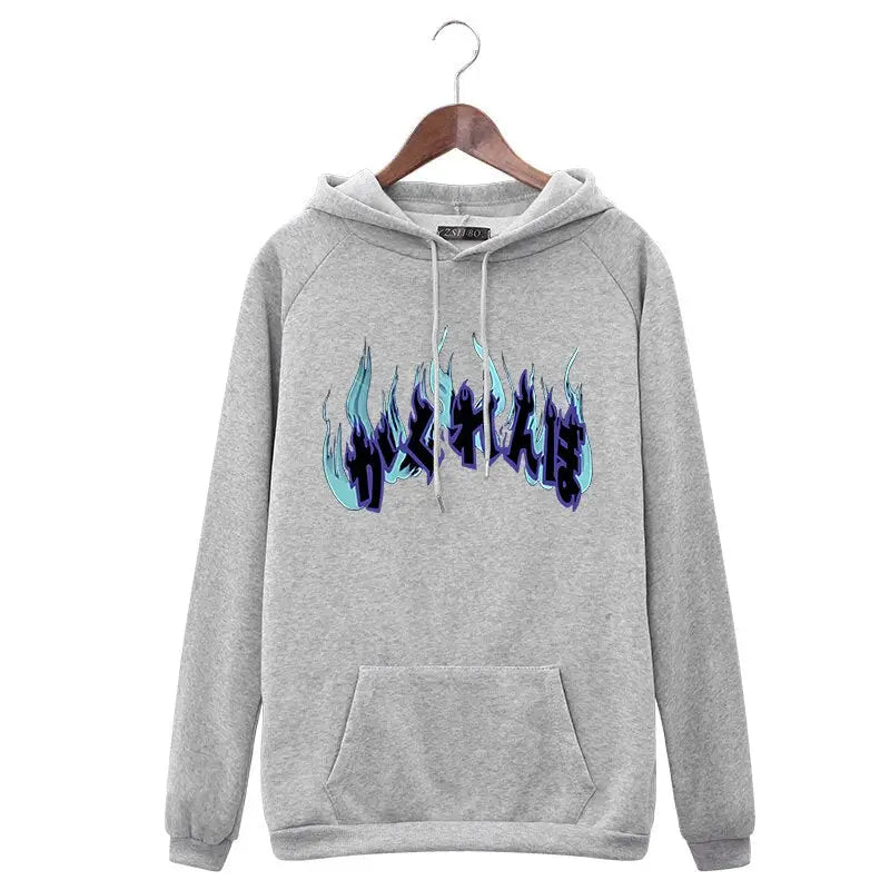 Oversize Hoodie with Dark Style Letters Design Gray / L