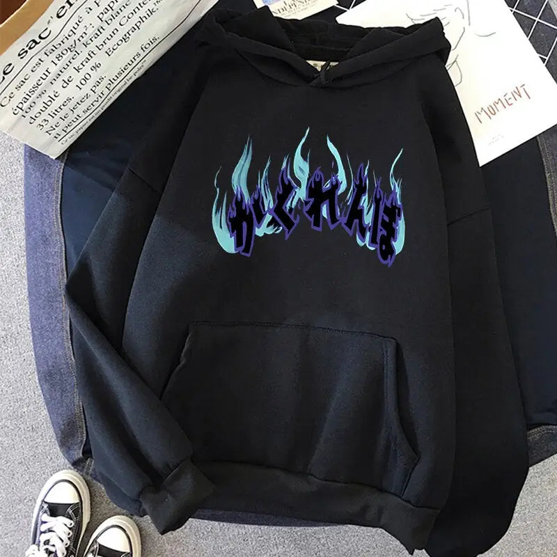 Oversize Hoodie with Dark Style Letters Design