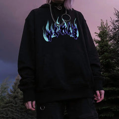 Oversize Hoodie with Dark Style Letters Design