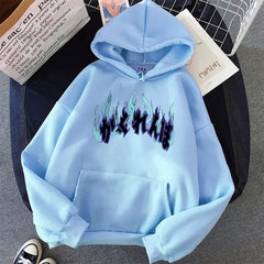 Oversize Hoodie with Dark Style Letters Design