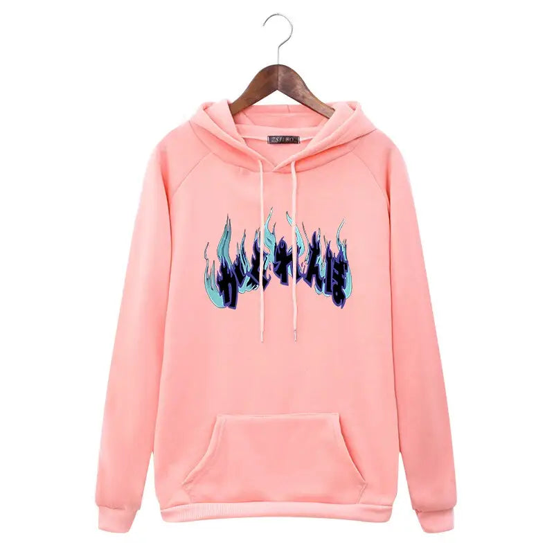 Oversize Hoodie with Dark Style Letters Design Pink / XXL