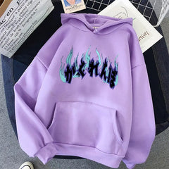 Oversize Hoodie with Dark Style Letters Design Purple / XXL