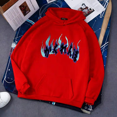 Oversize Hoodie with Dark Style Letters Design Red / S