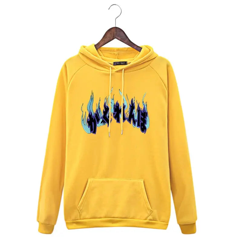 Oversize Hoodie with Dark Style Letters Design Yellow / L