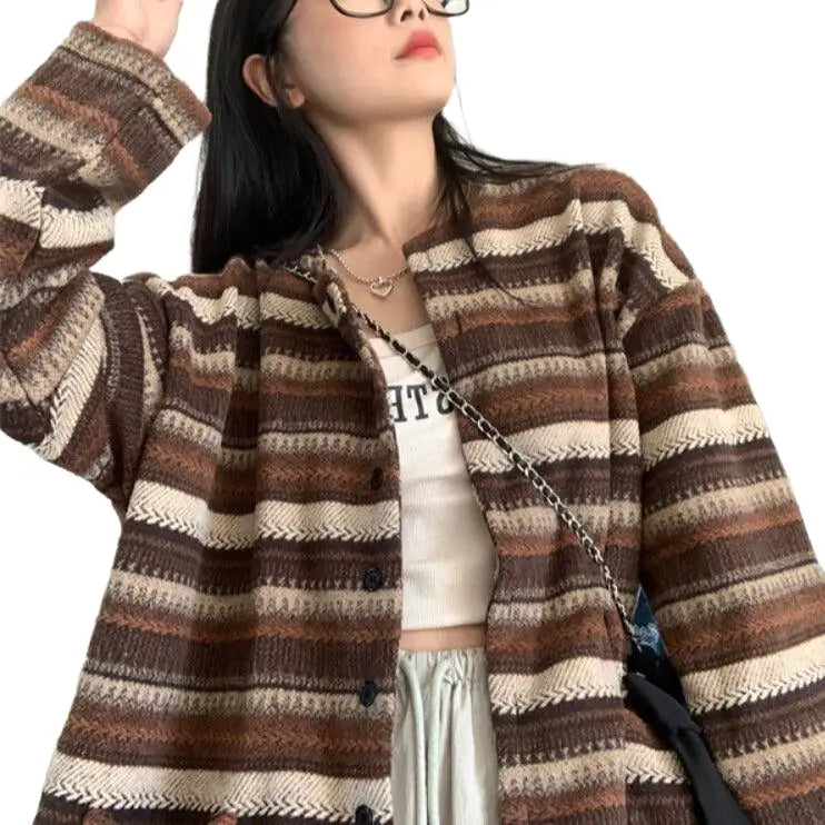 Oversize Striped Cardigan