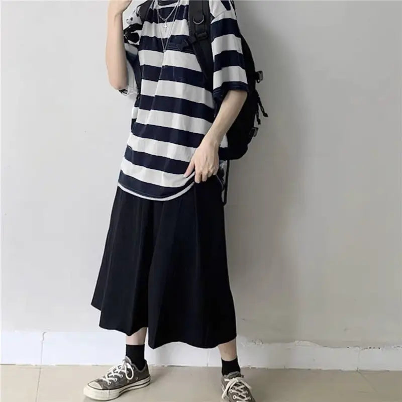 Oversize Striped Colors T-Shirt Long Sleeve - White / M