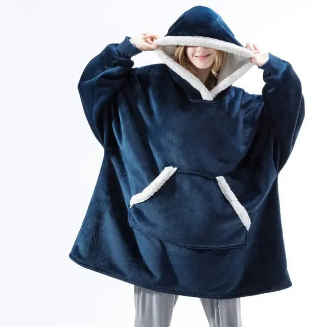 Oversize Warm Blanket Hoodie - Blue / One Size - hoodie