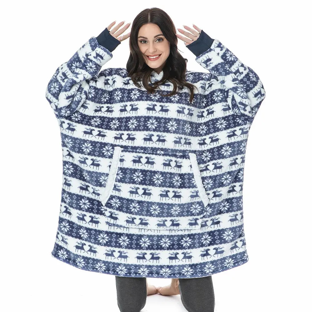 Oversize Warm Blanket Hoodie - Christmas 2 / One Size