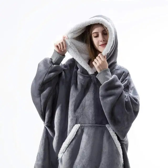 Oversize Warm Blanket Hoodie - Gray / One Size - hoodie