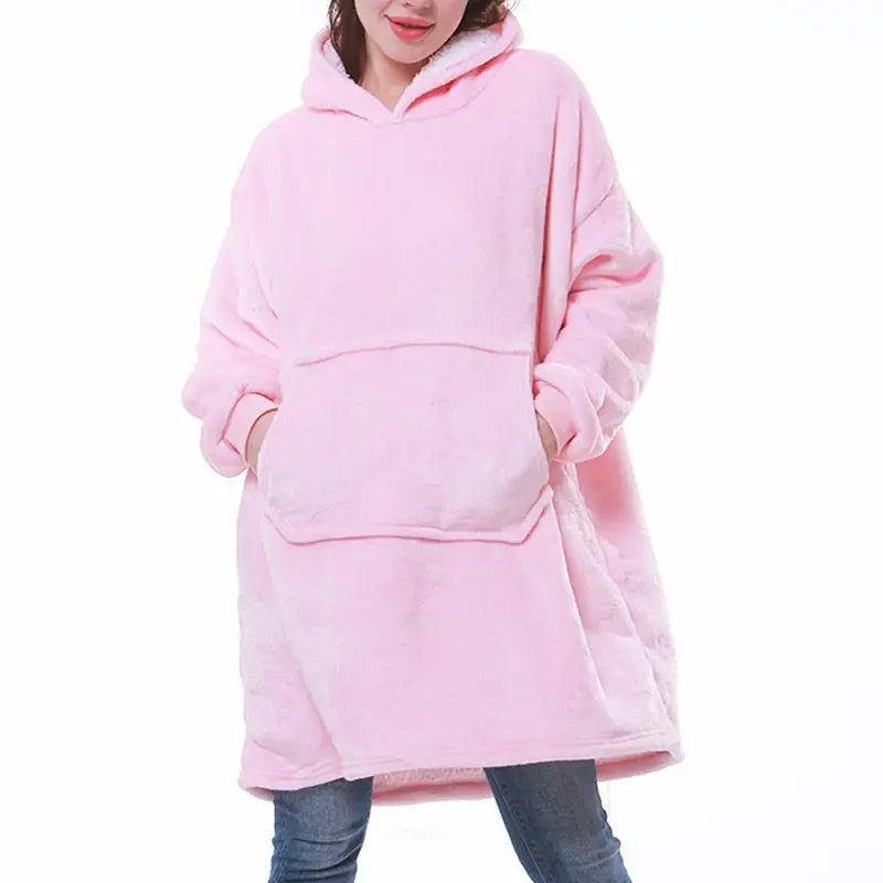 Oversize Warm Blanket Hoodie - Pink 2 / One Size - hoodie