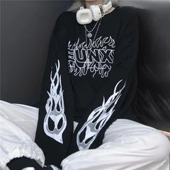 Oversize with gothic print sweatshirt - Black / S