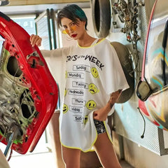 Oversize Women Shirt High-Quality Polyester Week Funny