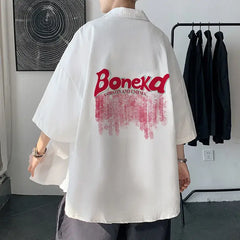 Oversized Button Half Sleeve Shirt with Turn Down Collar