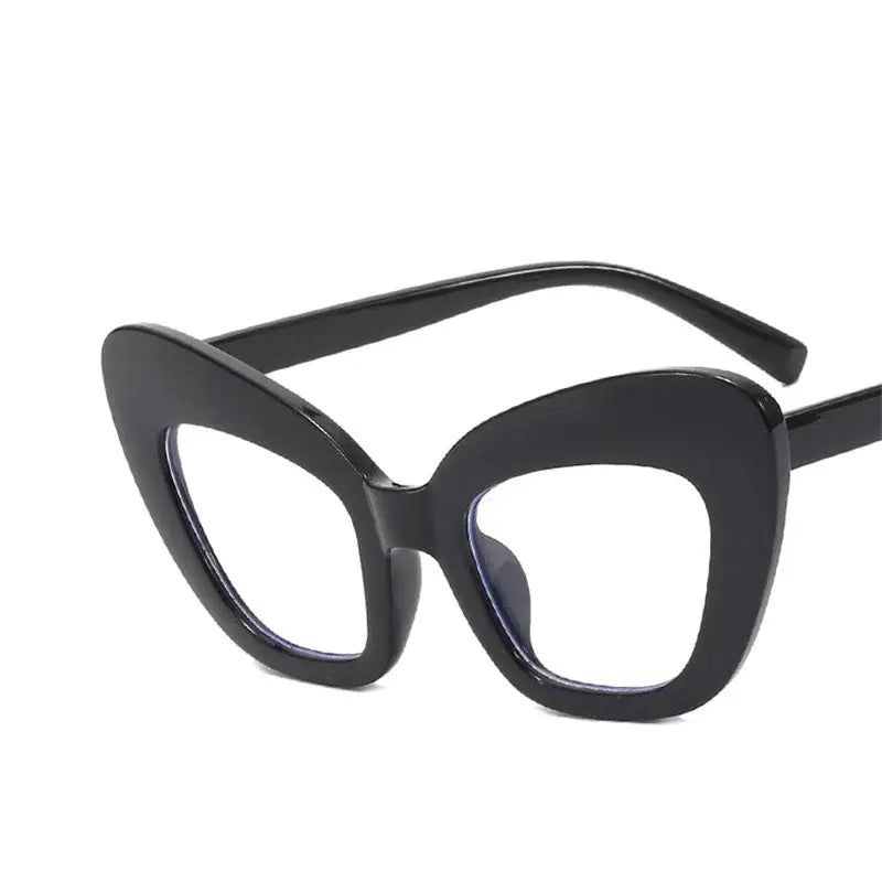 Oversized Cat Eye Clear Glasses - Black