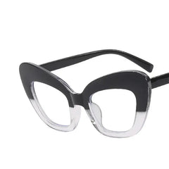 Oversized Cat Eye Clear Glasses - Black
