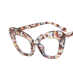 Oversized Cat Eye Clear Glasses - Brown White