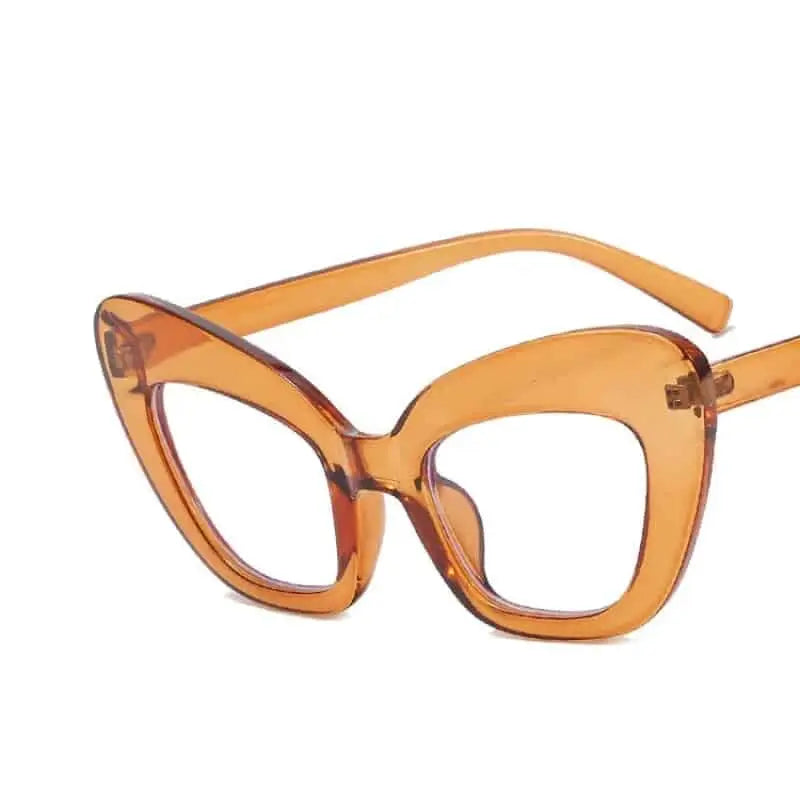 Oversized Cat Eye Clear Glasses - Orange
