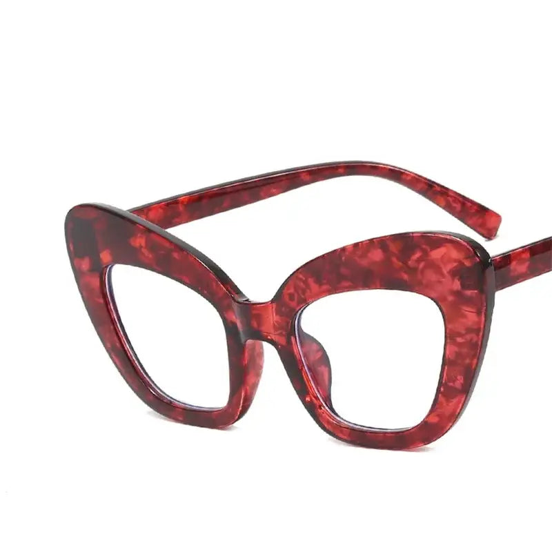 Oversized Cat Eye Clear Glasses - Red