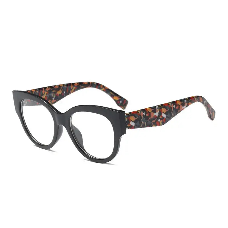 Oversized Cat Eye Glasses - Black Mixed Clear