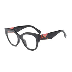 Oversized Cat Eye Glasses - Black Pink Clear