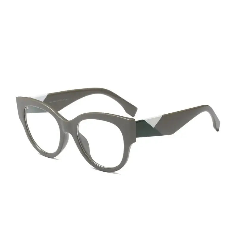 Oversized Cat Eye Glasses - Gray Clear