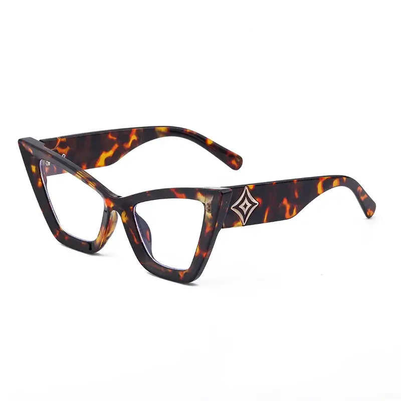 Oversized Cat Eye Glasses - Leopard